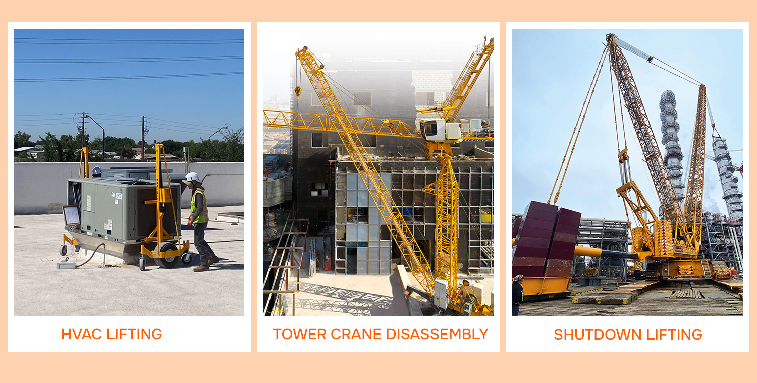 HVAC lifting tower crane disassembly