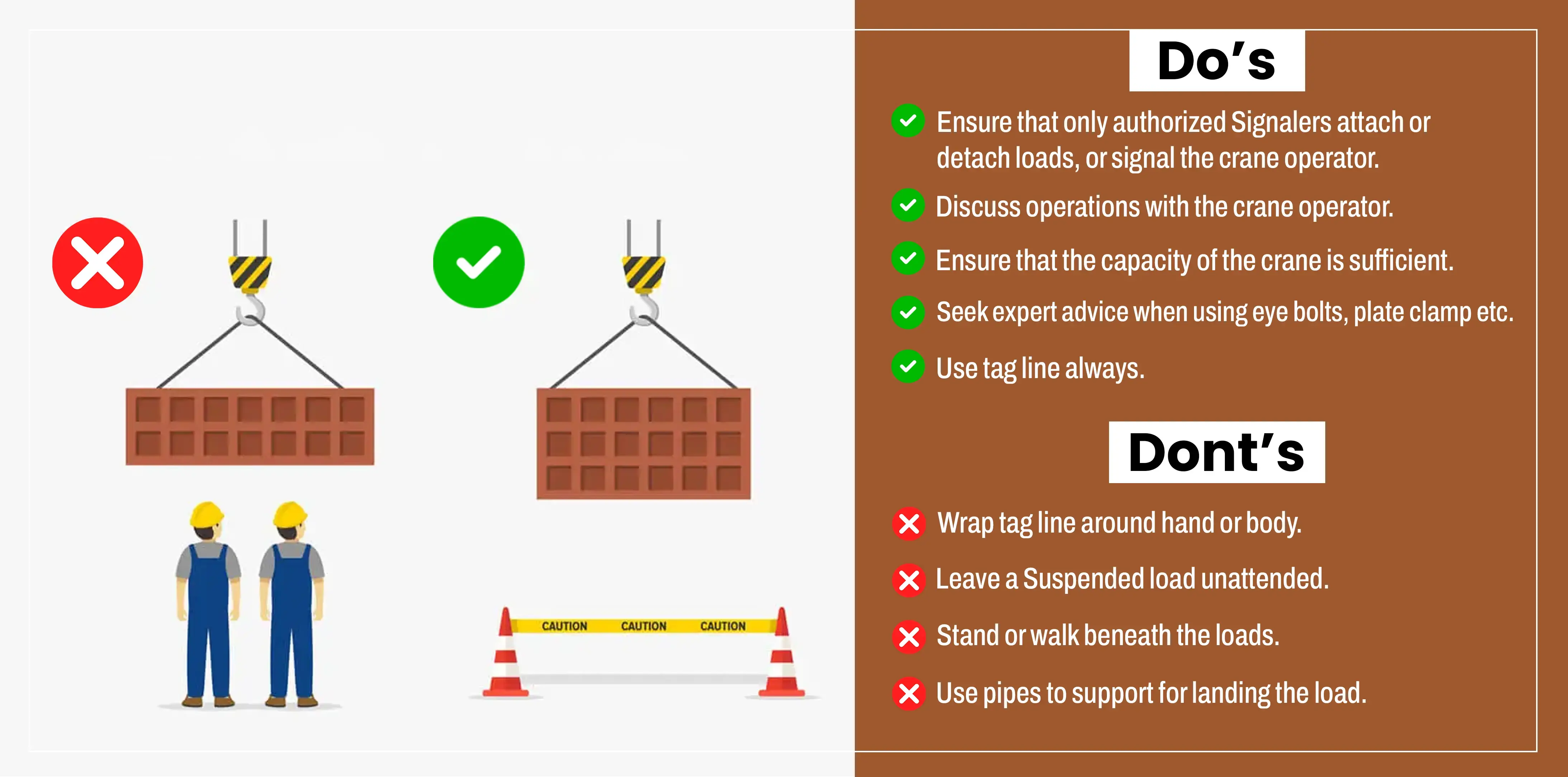 Checklist image of Do's & Don'ts for crane load safety